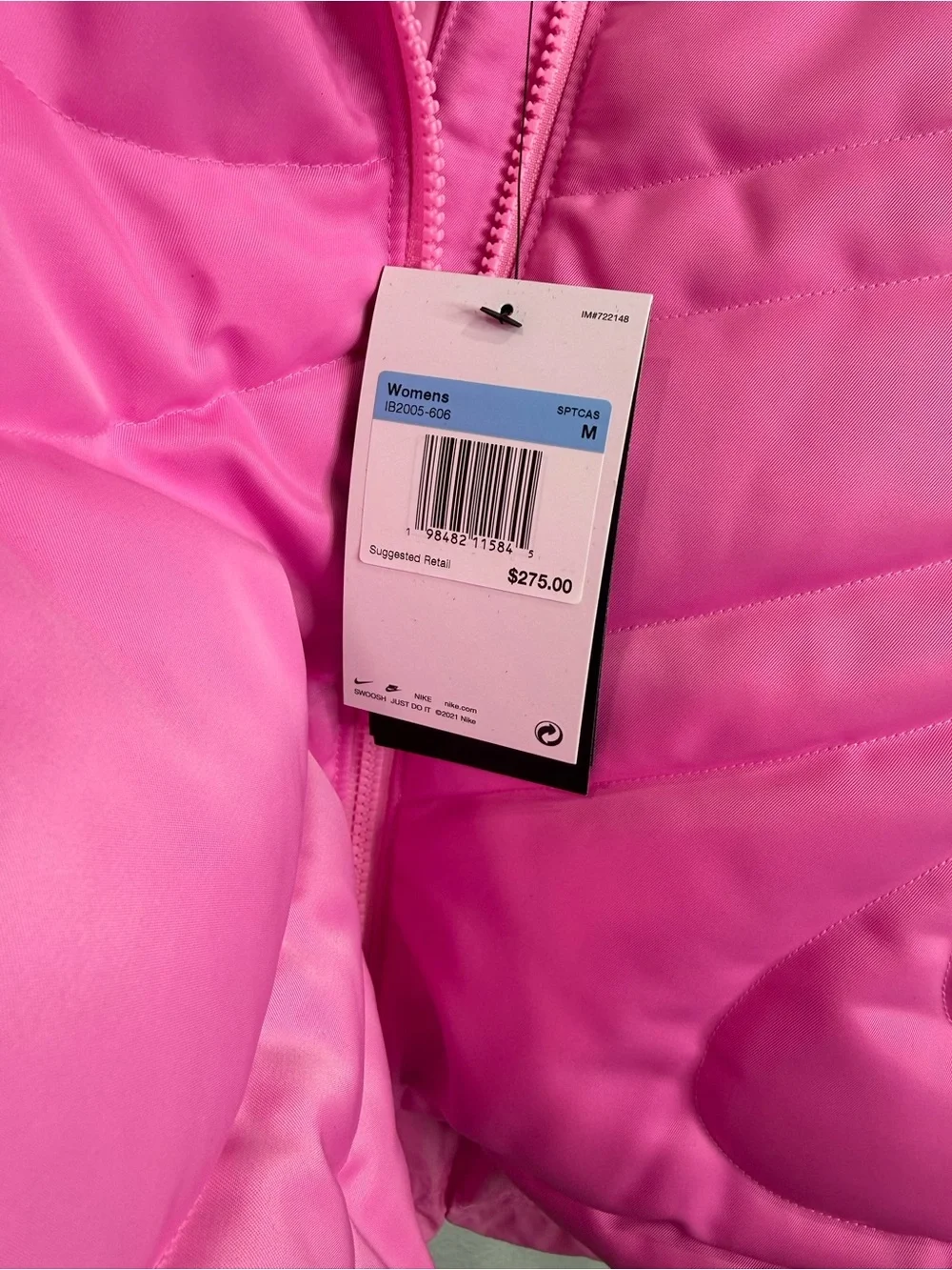 Womens Pink Nike Puffer Jacket with Hood